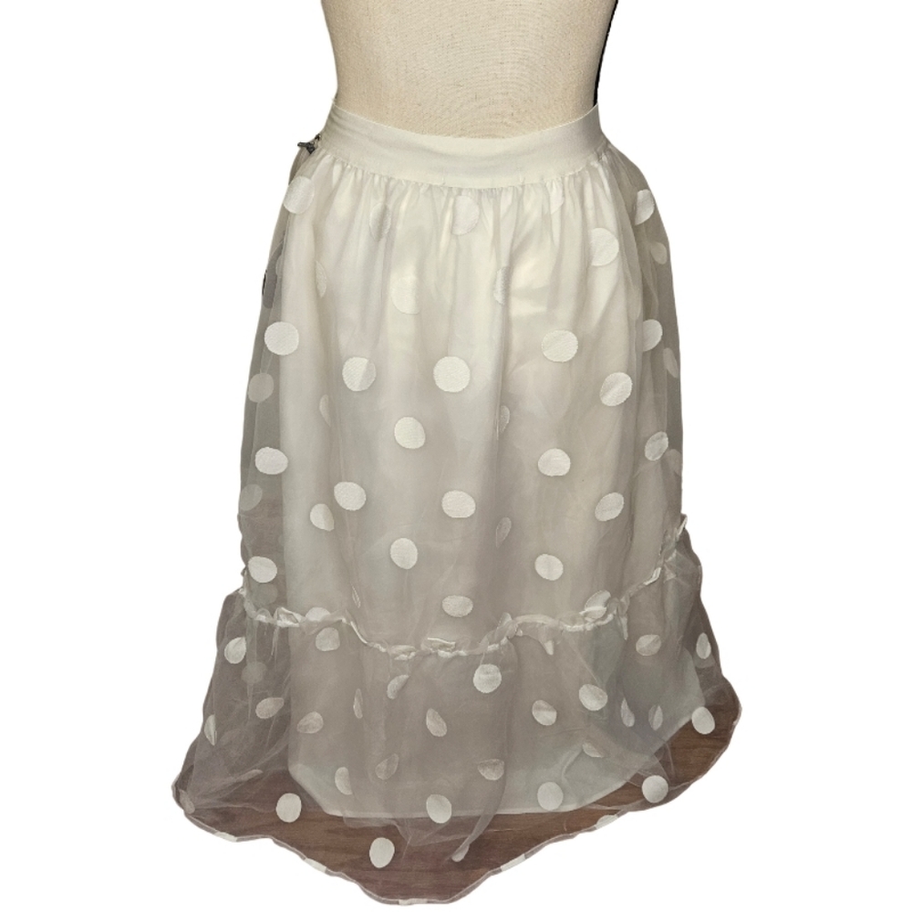 NWT - Anthropologie Eva Franco Sheer White Polka Dot Skirt - Picture 6 of 13